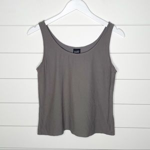 Eileen Fisher Stretch Knit Scoop Neck Tank Top Taupe Size Small